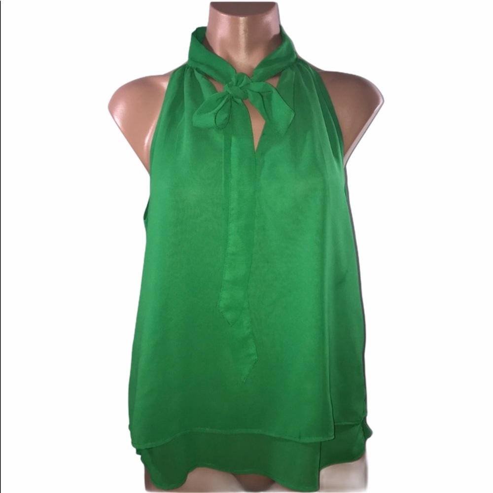 NWT Banana Republic SP Green tie neck sleeveless Top